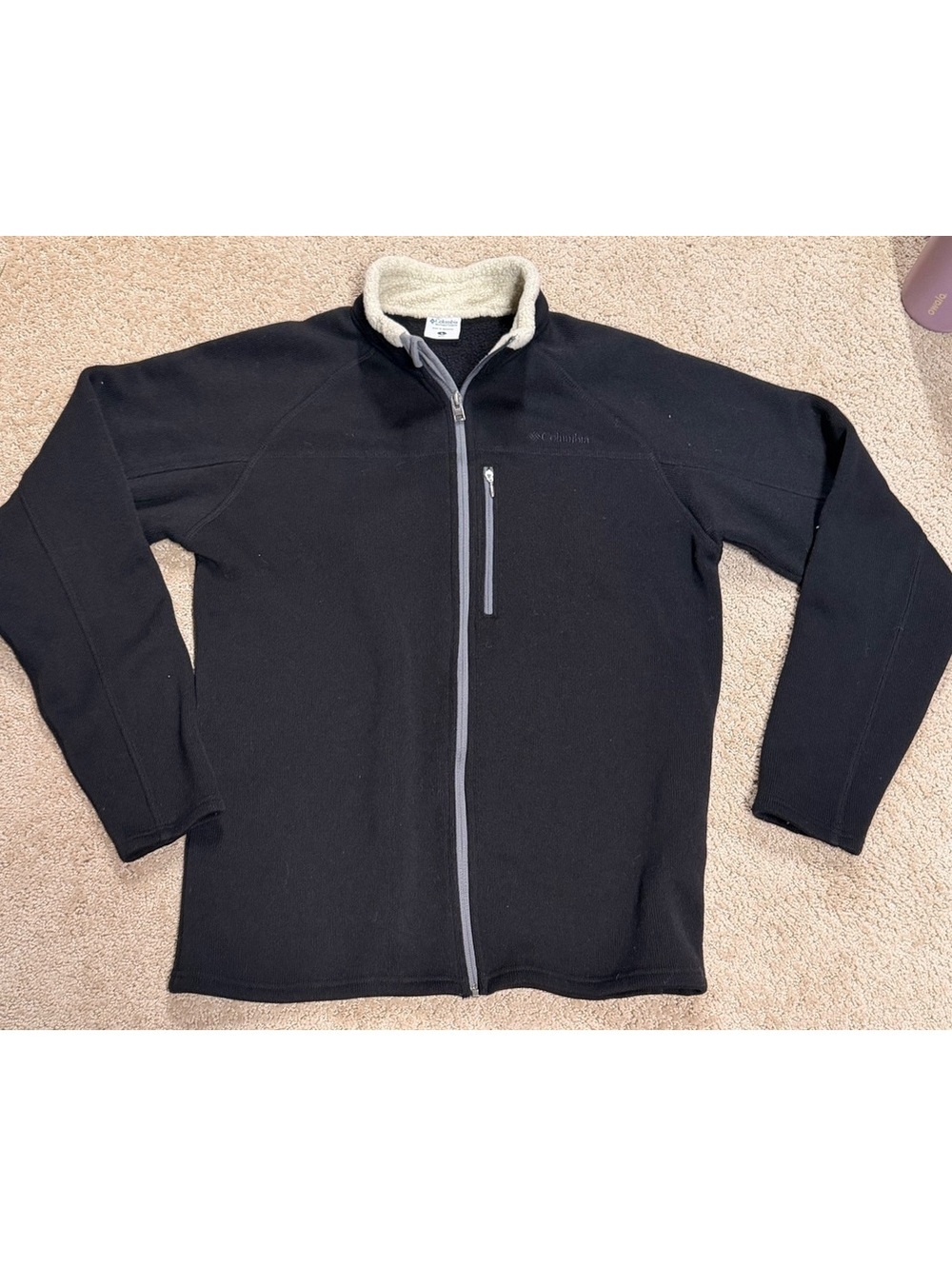 Columbia Men’s Black Sherpa-Lined Full Zip Jacket Large